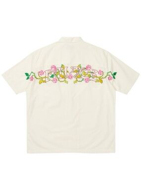 Palace Skateboards English Rose Shirt Embroidered Floral Artwork Logo White XL